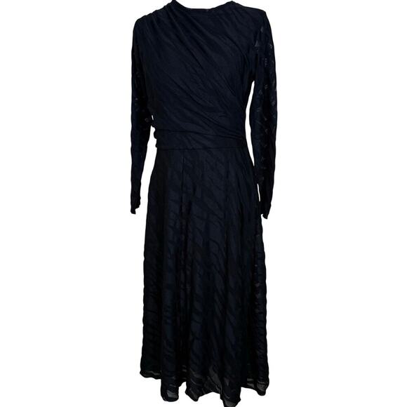 Isle by Melis Kozan Elegant Black Mesh Stretch Dress Small Zebra Imprint EUC - Picture 1 of 9